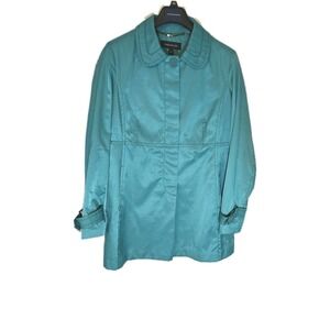 Women's Green Mid-length Rain/Trench Coat‎  Size Medium